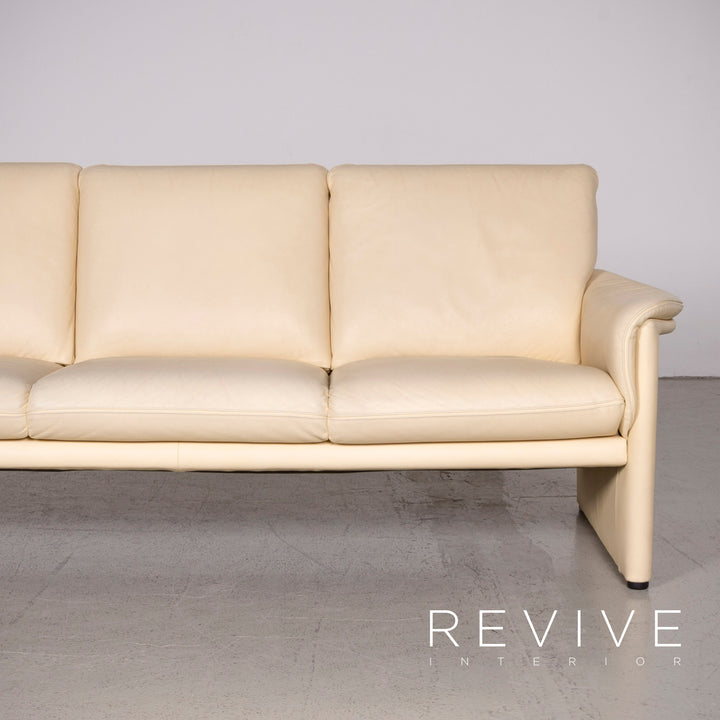 Cor Zento Canapé en cuir beige Canapé trois places en cuir véritable #7631