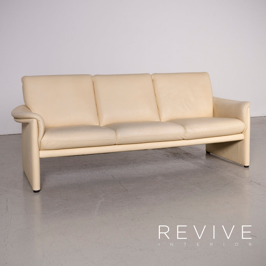 Cor Zento Canapé en cuir beige Canapé trois places en cuir véritable #7631