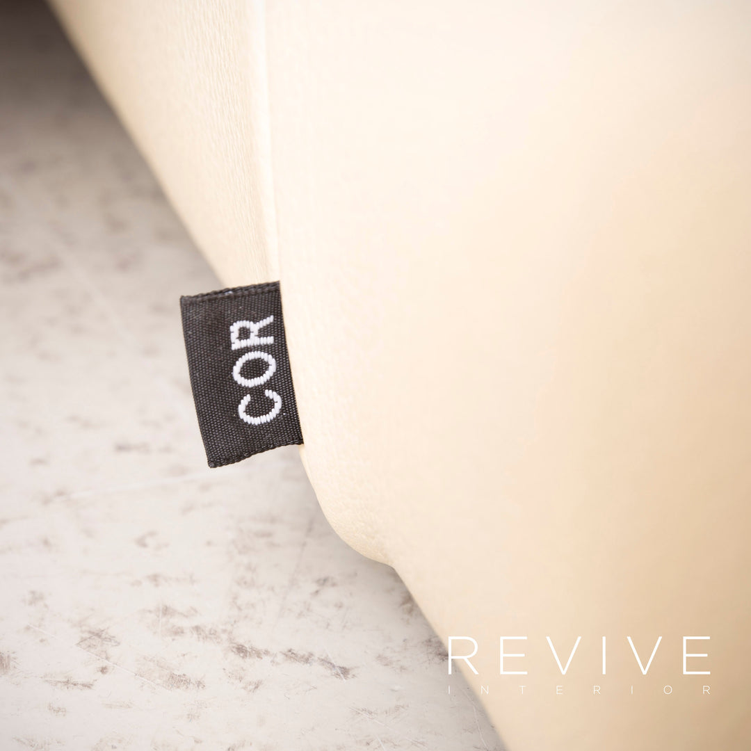 Cor Zento Canapé en cuir beige Canapé trois places en cuir véritable #7631