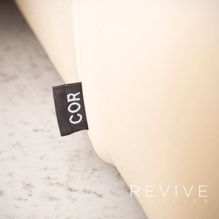 Cor Zento Canapé en cuir beige Canapé trois places en cuir véritable #7631