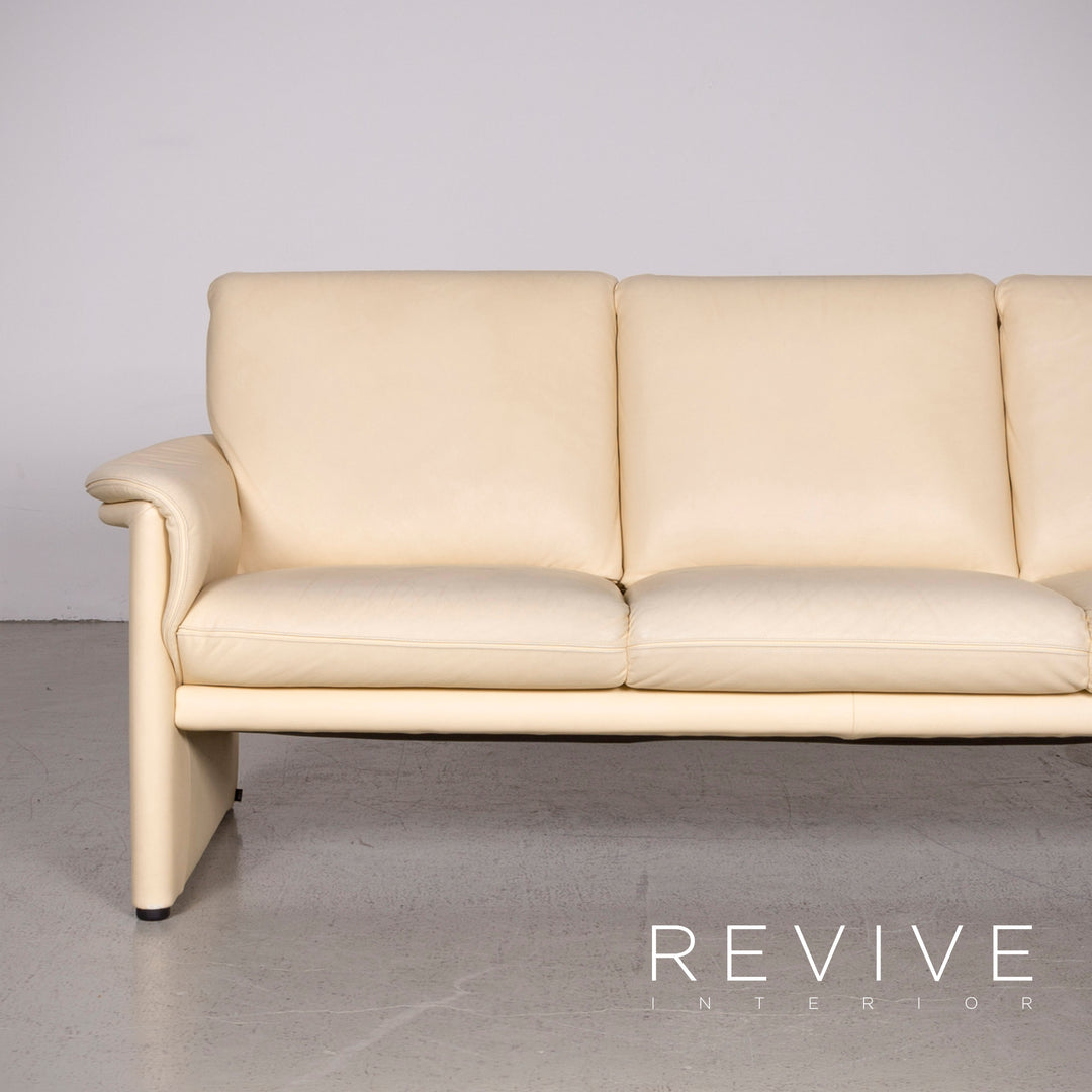Cor Zento Canapé en cuir beige Canapé trois places en cuir véritable #7631