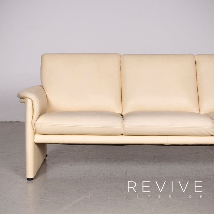 Cor Zento Canapé en cuir beige Canapé trois places en cuir véritable #7631