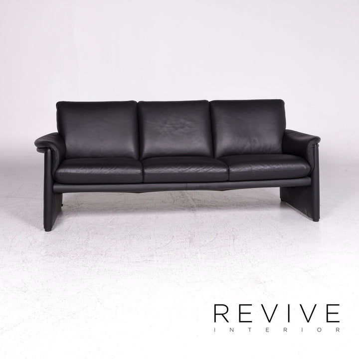 Cor Zento Leder Sofa Schwarz Dreisitzer Couch #9312