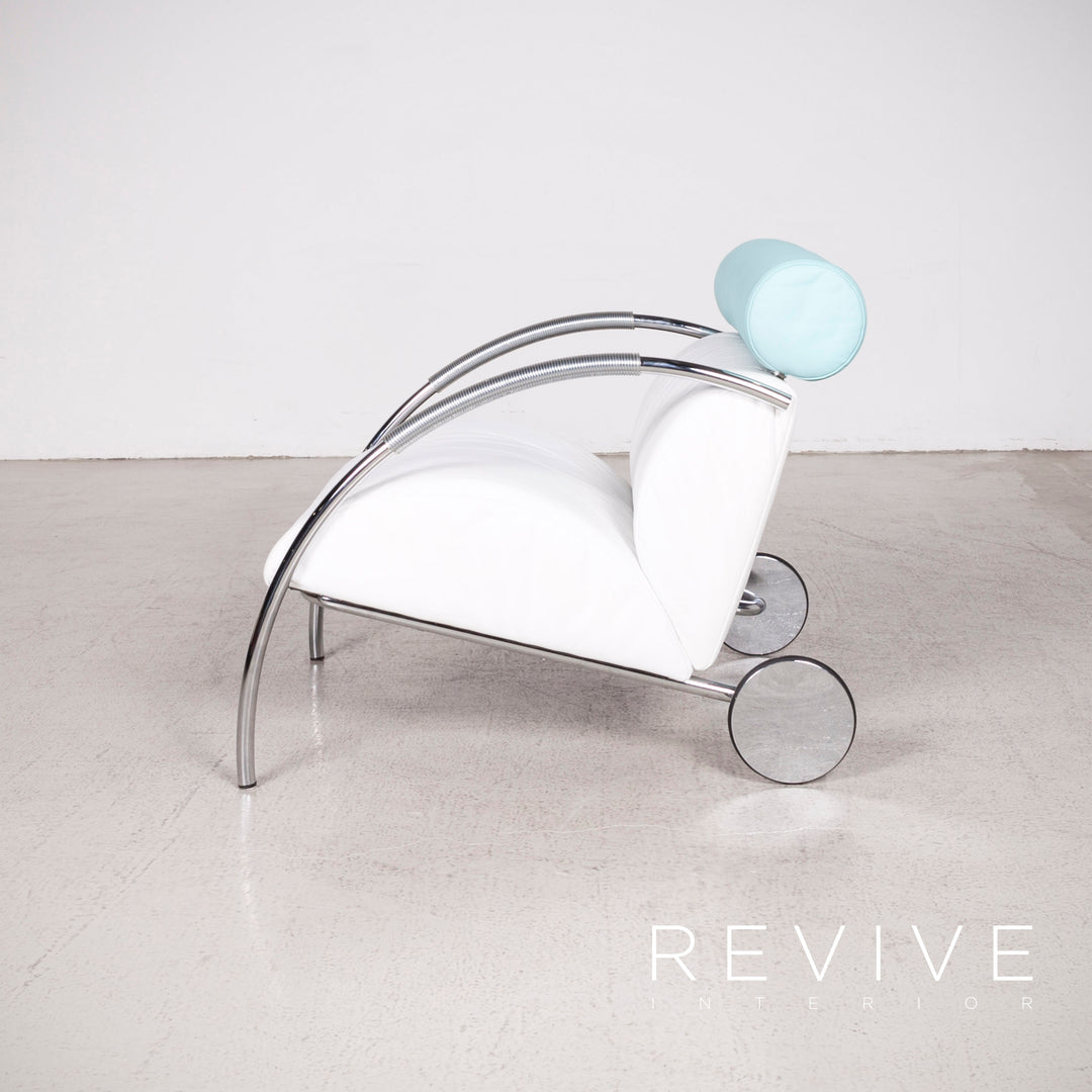 Cor cycle designer leather armchair set white blue by Peter Maly genuine leather stool #8296
