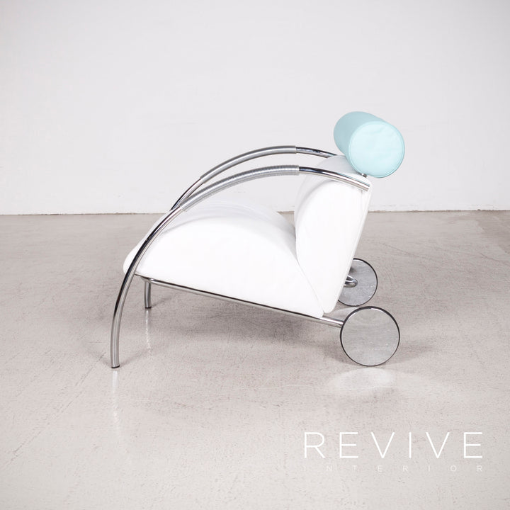 Cor cycle designer leather armchair set white blue by Peter Maly genuine leather stool #8296