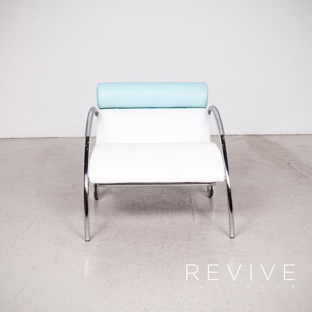 Cor cycle designer leather armchair set white blue by Peter Maly genuine leather stool #8296
