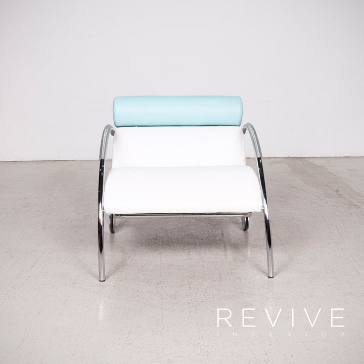 Cor cycle designer leather armchair set white blue by Peter Maly genuine leather stool #8296