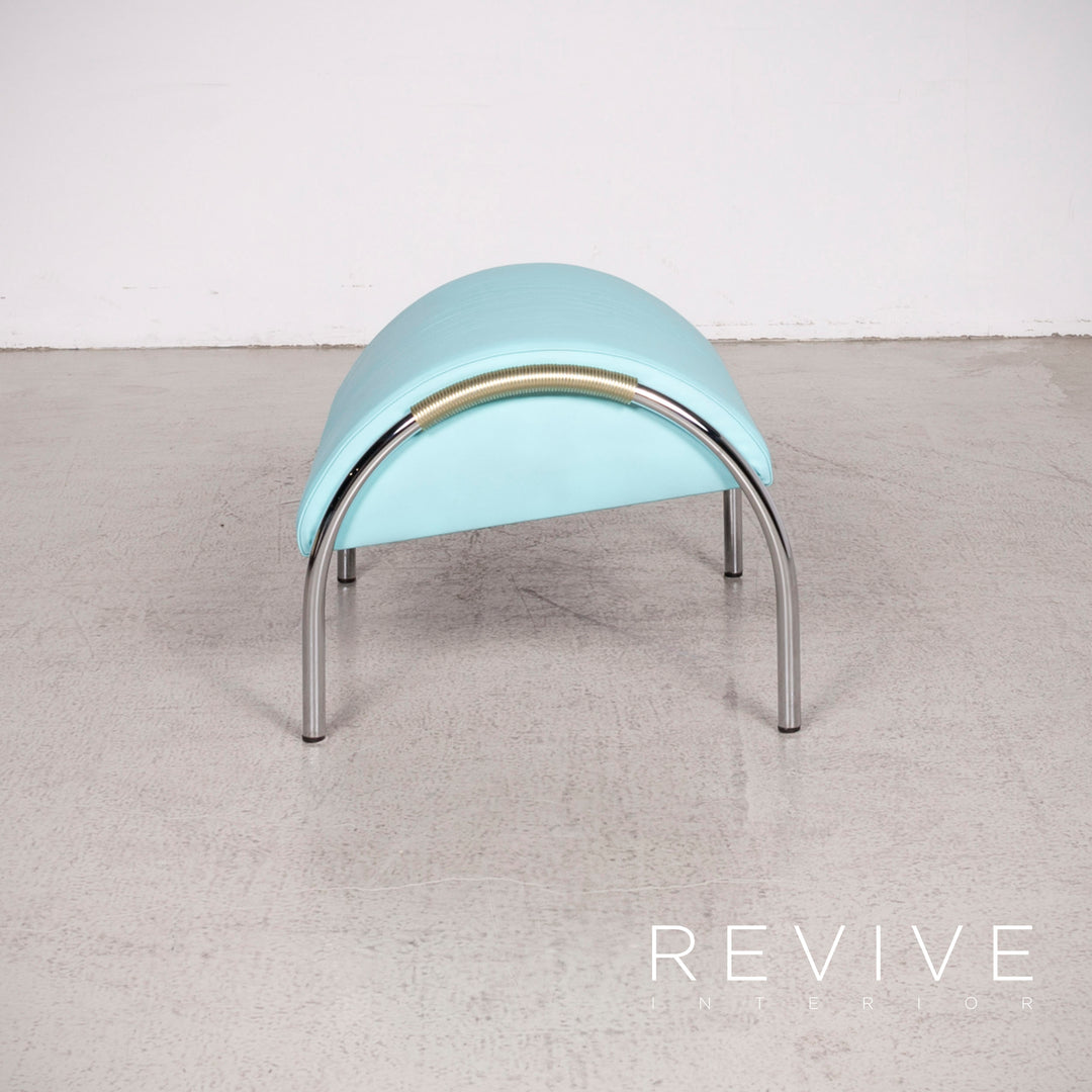 Cor cycle designer leather armchair set white blue by Peter Maly genuine leather stool #8296