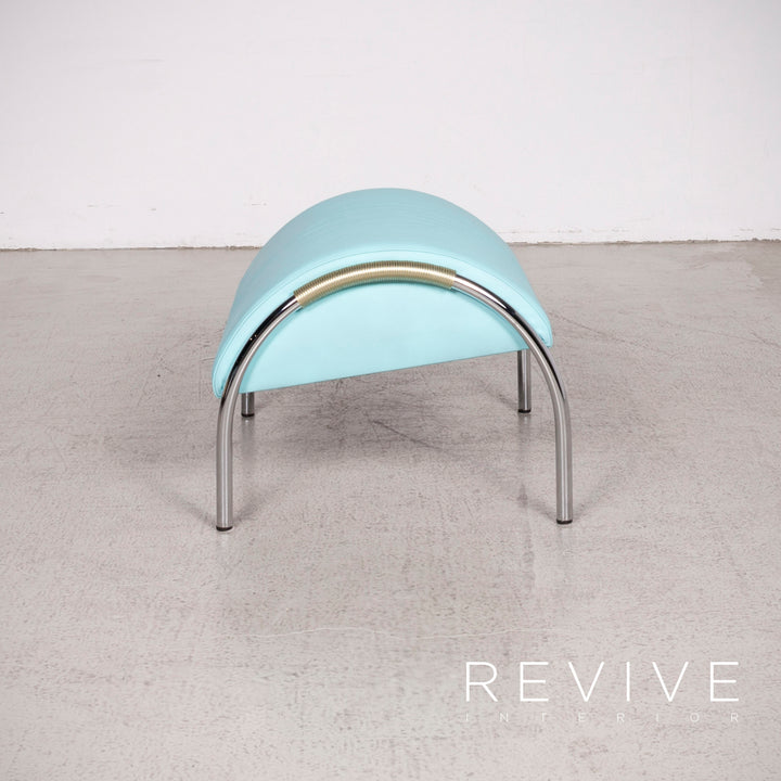 Cor cycle designer leather armchair set white blue by Peter Maly genuine leather stool #8296