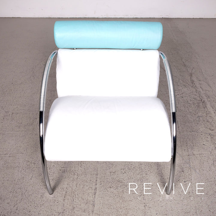 Cor cycle designer leather armchair set white blue by Peter Maly genuine leather stool #8296