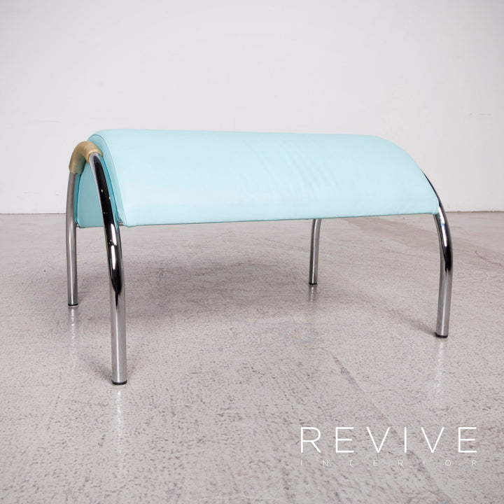 Cor cycle designer leather armchair set white blue by Peter Maly genuine leather stool #8296