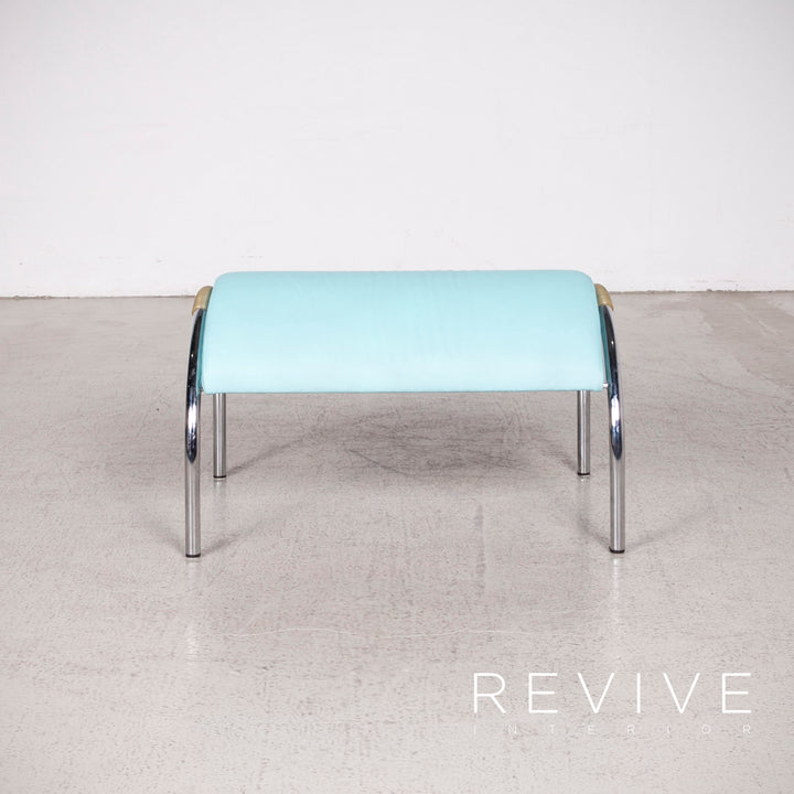 Cor cycle designer leather armchair set white blue by Peter Maly genuine leather stool #8296
