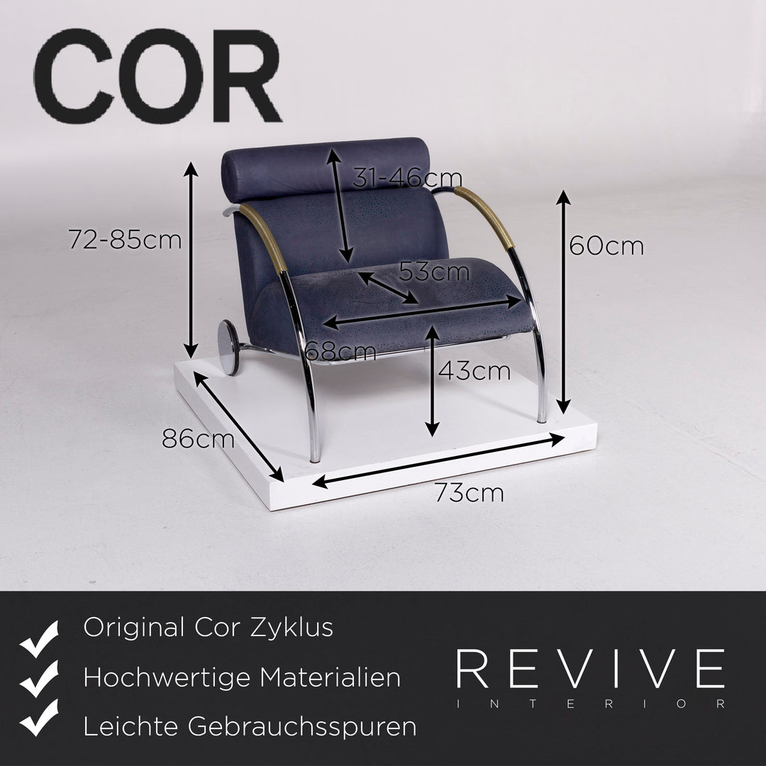 Cor Zyklus Leder Sofa Garnitur Blau 1x Zweisitzer 1x Sessel #10712