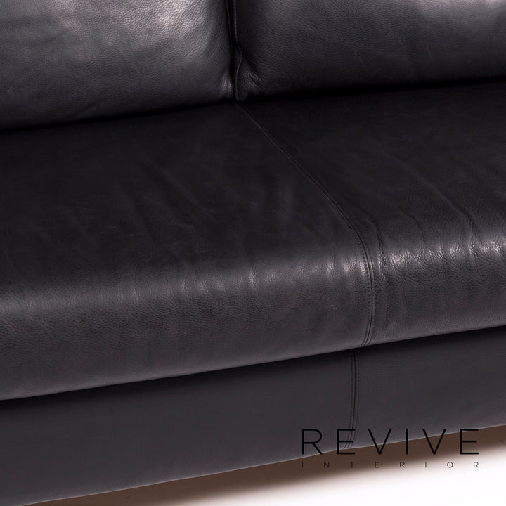 Cramer leather sofa set black 1x three-seater 1x two-seater #11213