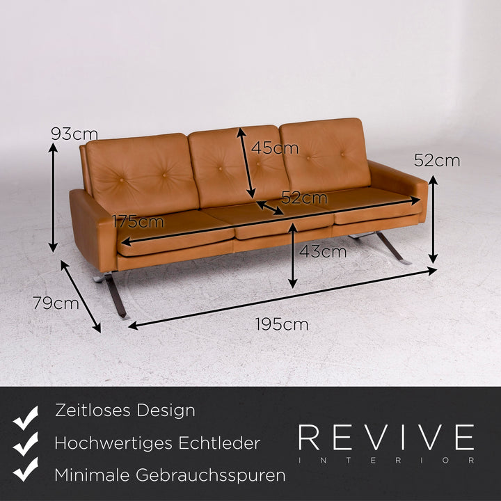 Designer Leder Sofa Braun Dreisitzer Couch #9512
