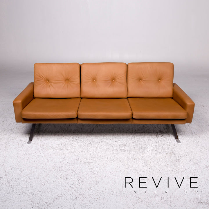 Designer Leder Sofa Braun Dreisitzer Couch #9512