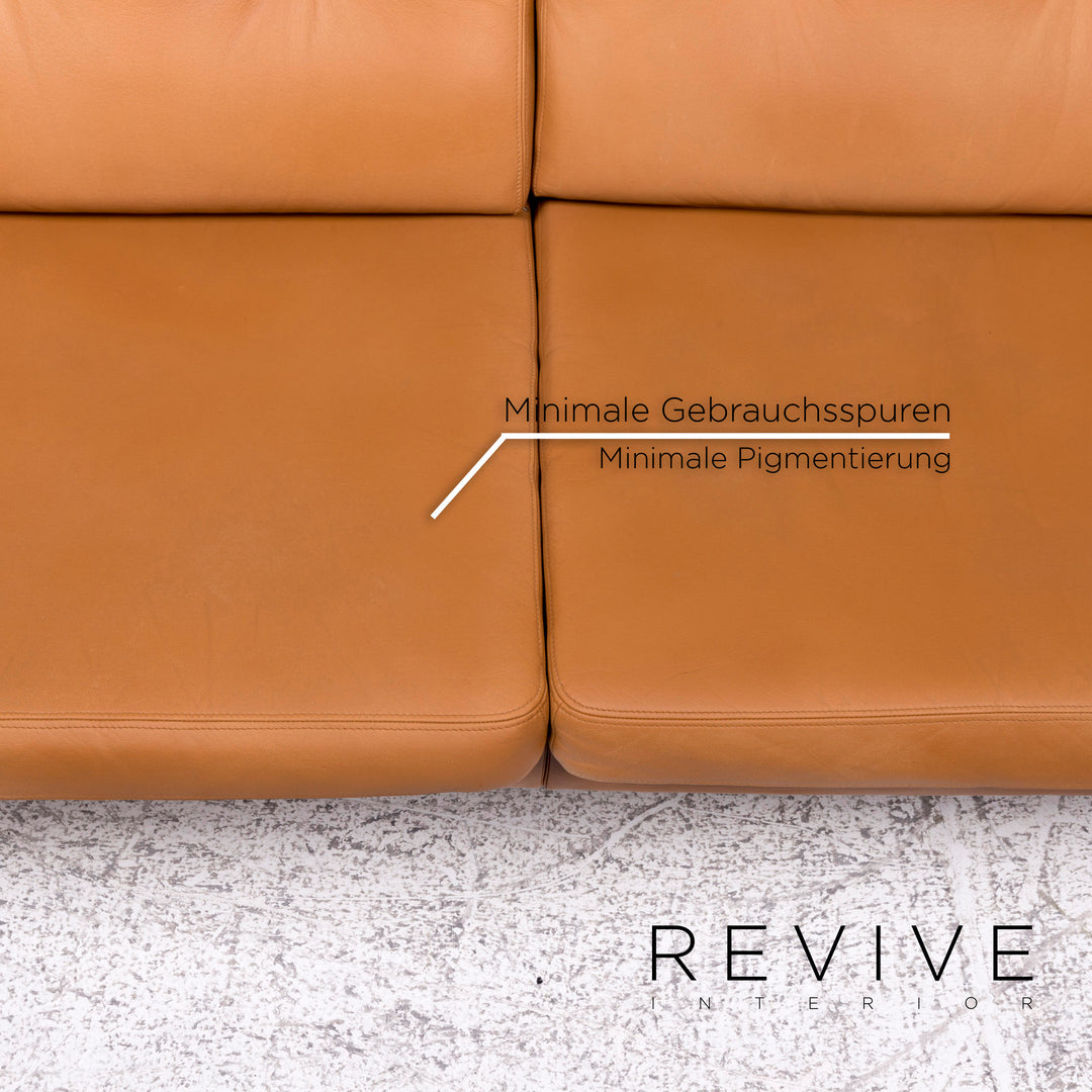 Designer Leder Sofa Braun Dreisitzer Couch #9512