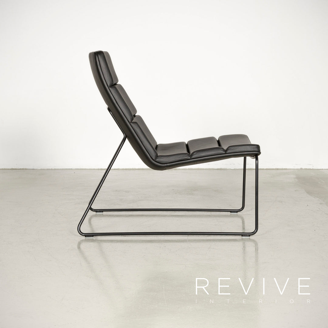 Dietiker Relounge 6400 Designer Leder Sessel Hocker Garnitur Schwarz by Urs & Carmen Greutmann-Bolzern Echtleder Stuhl #7339