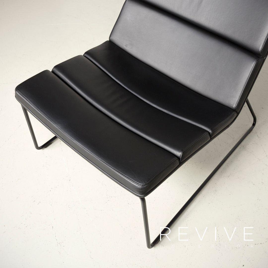 Dietiker Relounge 6400 Designer Leder Sessel Hocker Garnitur Schwarz by Urs & Carmen Greutmann-Bolzern Echtleder Stuhl #7339