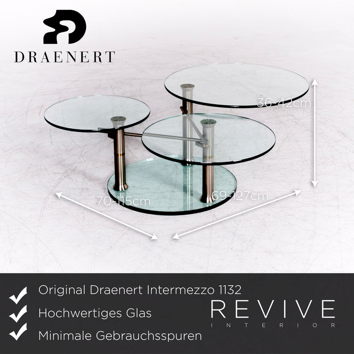 Draenert Intermezzo 1132 Designer Glass Table Silver by Georg Appeltshauser Glass Table Rotatable #8721