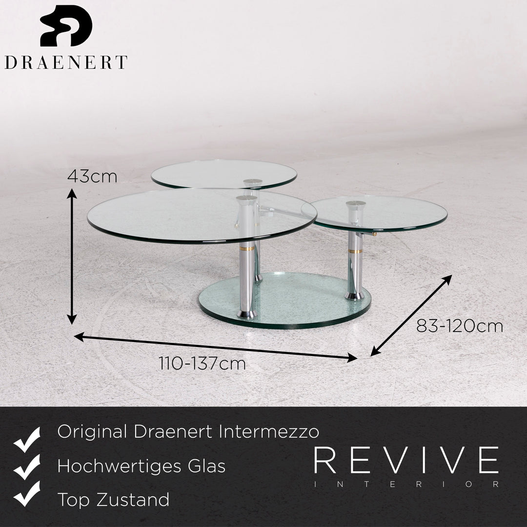 Draenert Intermezzo glass coffee table chrome rotary function #9943