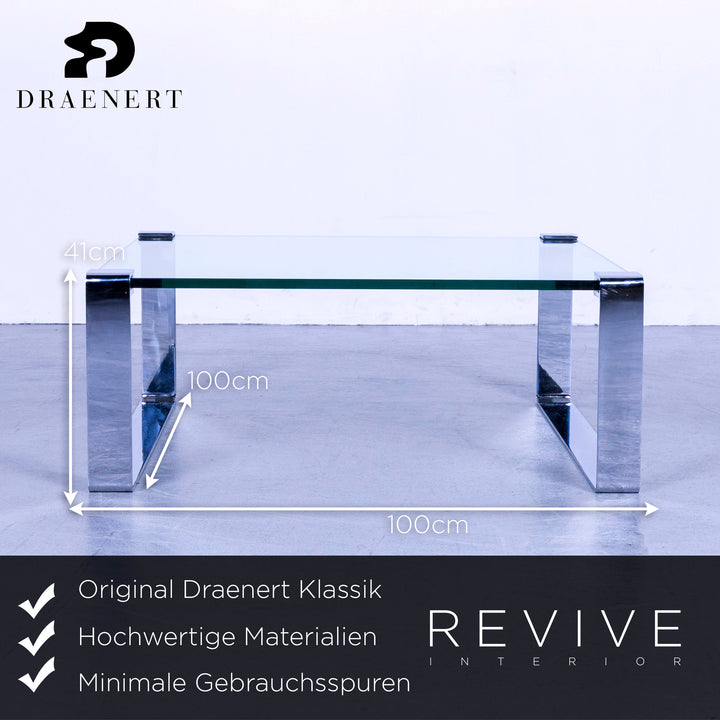 Draenert classic designer coffee table glass gray stainless steel #5638