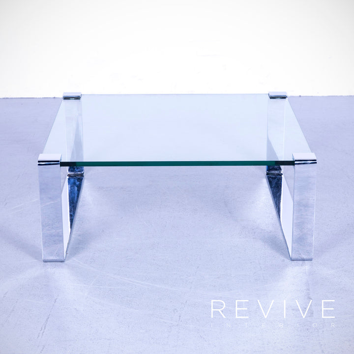 Draenert classic designer coffee table glass gray stainless steel #5638