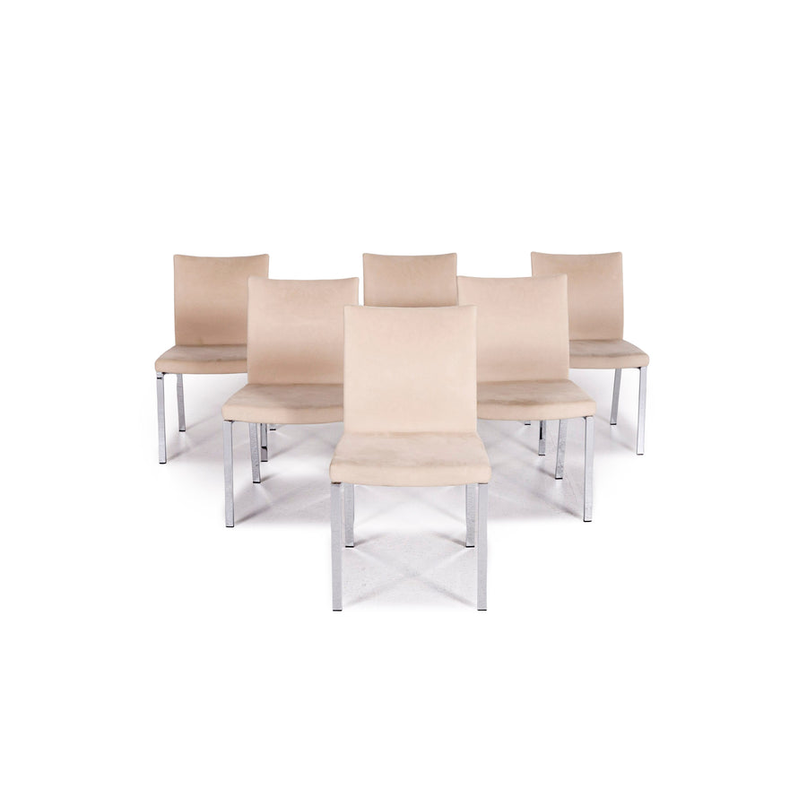 Draenert Linus Alcantara fabric chair set cream 6x armchair #11235