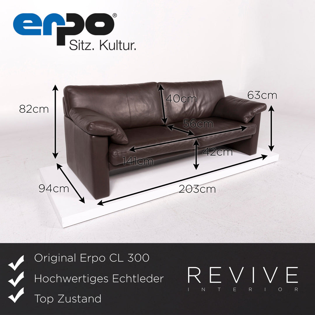 Erpo CL 300 Leder Sofa Braun Dunkelbraun Dreisitzer Couch #11911