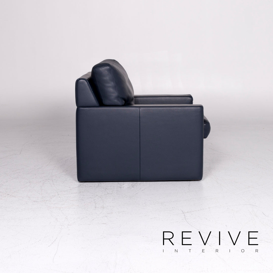 Erpo designer leather sofa set blue three-seater armchair stool #9314