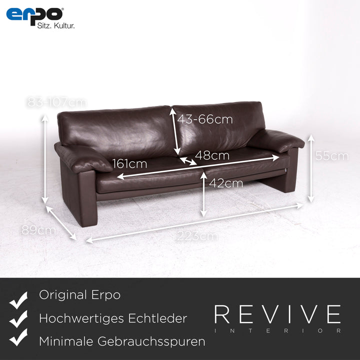 Erpo Designer Leder Sofa Garnitur Braun Dreisitzer Zweisitzer Sessel Hocker #9104