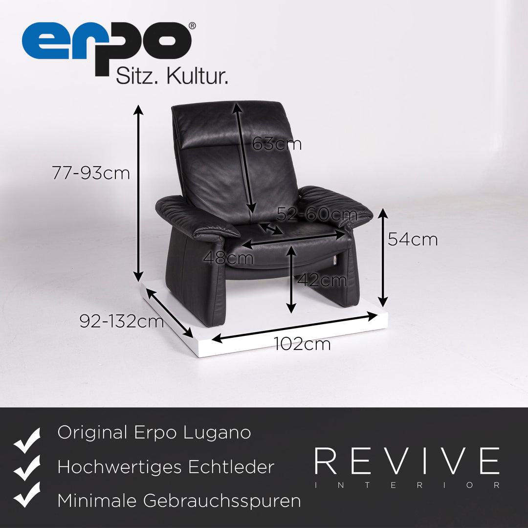 Erpo Lugano Leather Armchair Black Relax Function #10442