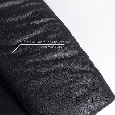 Erpo Lugano Leder Sessel Garnitur Schwarz 1x Sessel 1x Hocker #10657