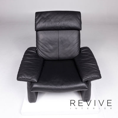 Erpo Lugano Leder Sessel Garnitur Schwarz 1x Sessel 1x Hocker #10657