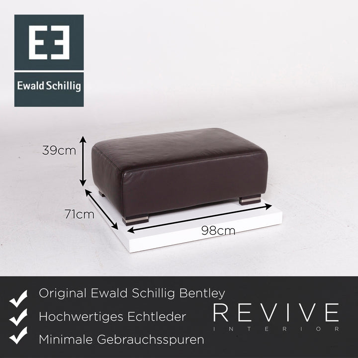 Ewald Schillig Bentley Leder Sofa Garnitur Braun Dunkelbraun 1x Dreisitzer 1x Hocker #11556