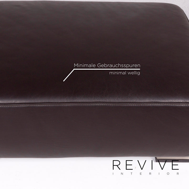 Ewald Schillig Bentley Leder Sofa Garnitur Braun Dunkelbraun 1x Dreisitzer 1x Hocker #11556