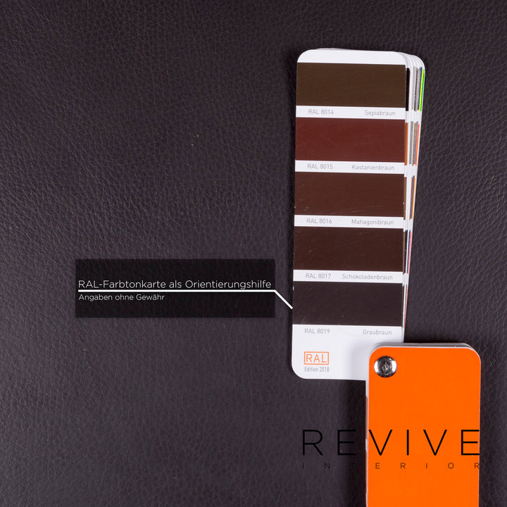 Ewald Schillig Bentley Leder Sofa Garnitur Braun Dunkelbraun 1x Dreisitzer 1x Hocker #11556