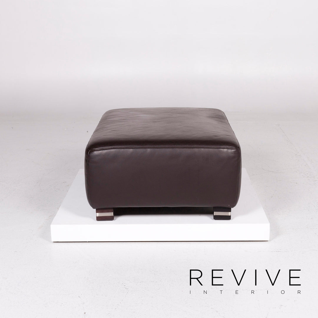 Ewald Schillig Bentley Leder Sofa Garnitur Braun Dunkelbraun 1x Dreisitzer 1x Hocker #11556