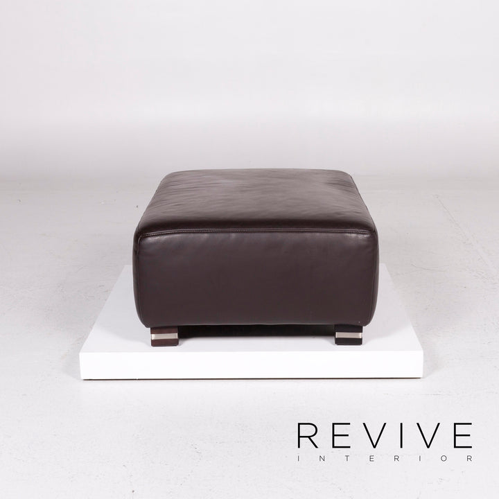 Ewald Schillig Bentley Leder Sofa Garnitur Braun Dunkelbraun 1x Dreisitzer 1x Hocker #11556