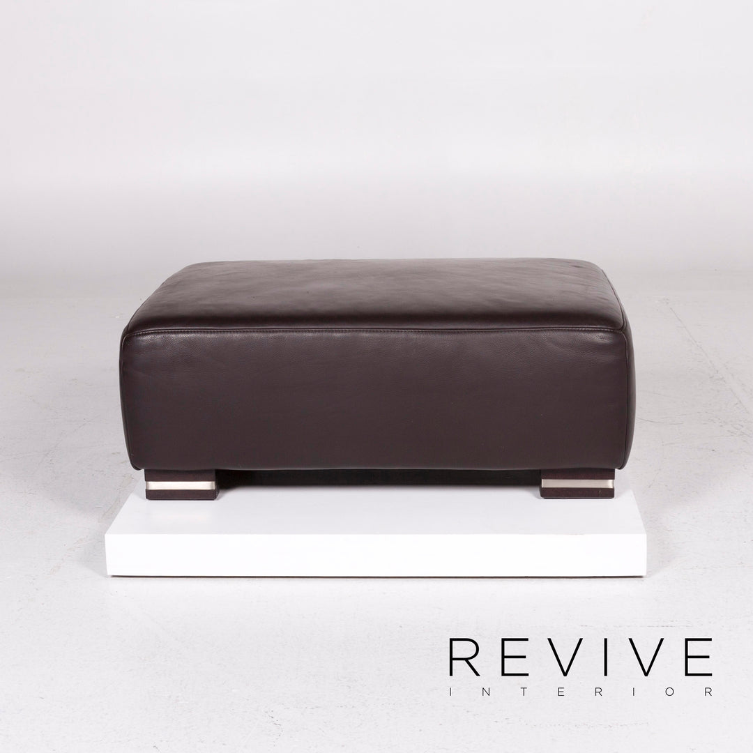 Ewald Schillig Bentley Leder Sofa Garnitur Braun Dunkelbraun 1x Dreisitzer 1x Hocker #11556