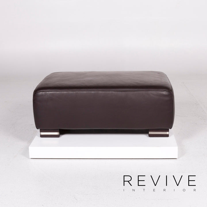 Ewald Schillig Bentley Leder Sofa Garnitur Braun Dunkelbraun 1x Dreisitzer 1x Hocker #11556