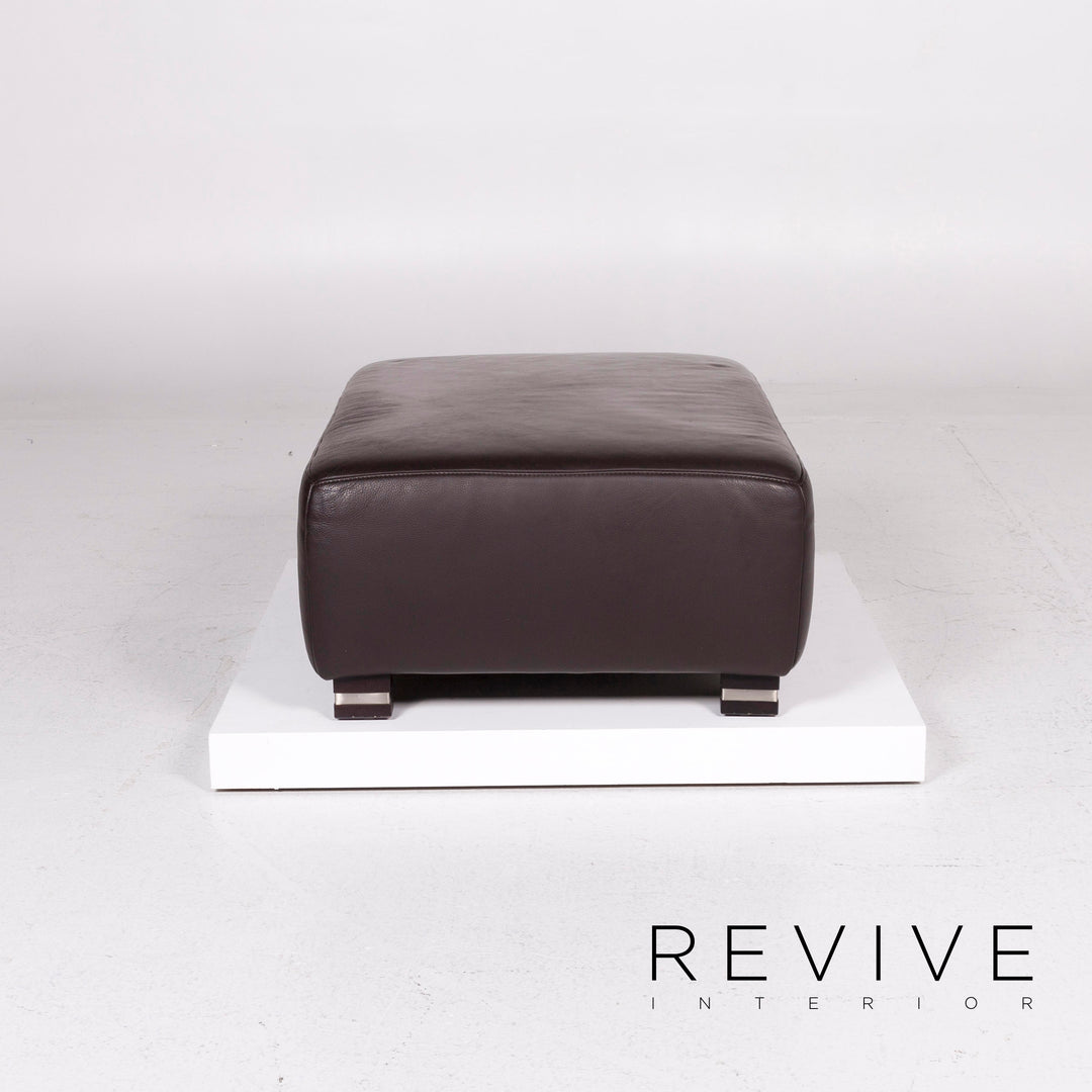 Ewald Schillig Bentley Leder Sofa Garnitur Braun Dunkelbraun 1x Dreisitzer 1x Hocker #11556