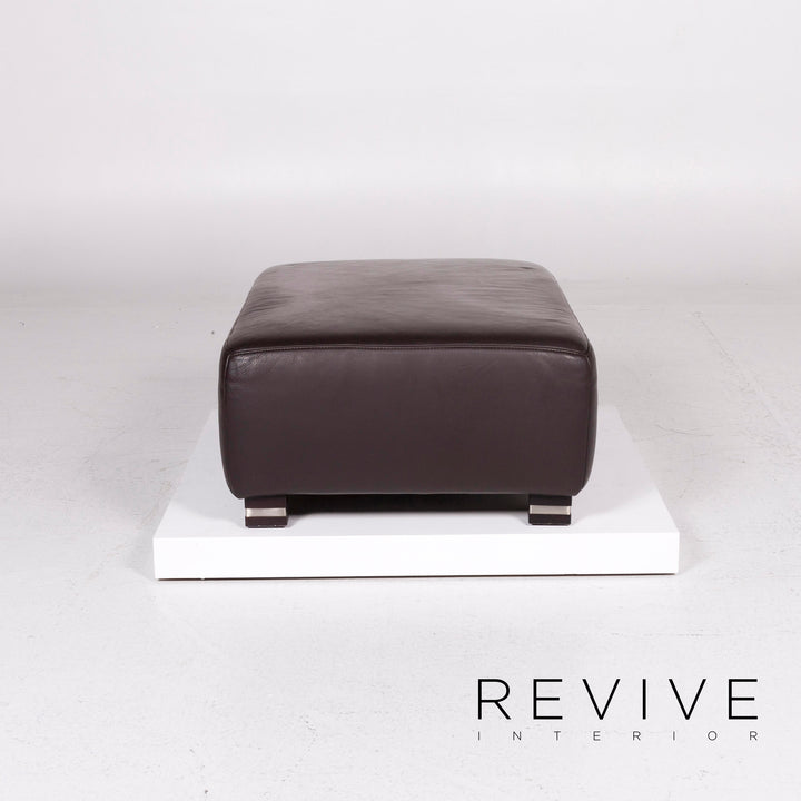 Ewald Schillig Bentley Leder Sofa Garnitur Braun Dunkelbraun 1x Dreisitzer 1x Hocker #11556