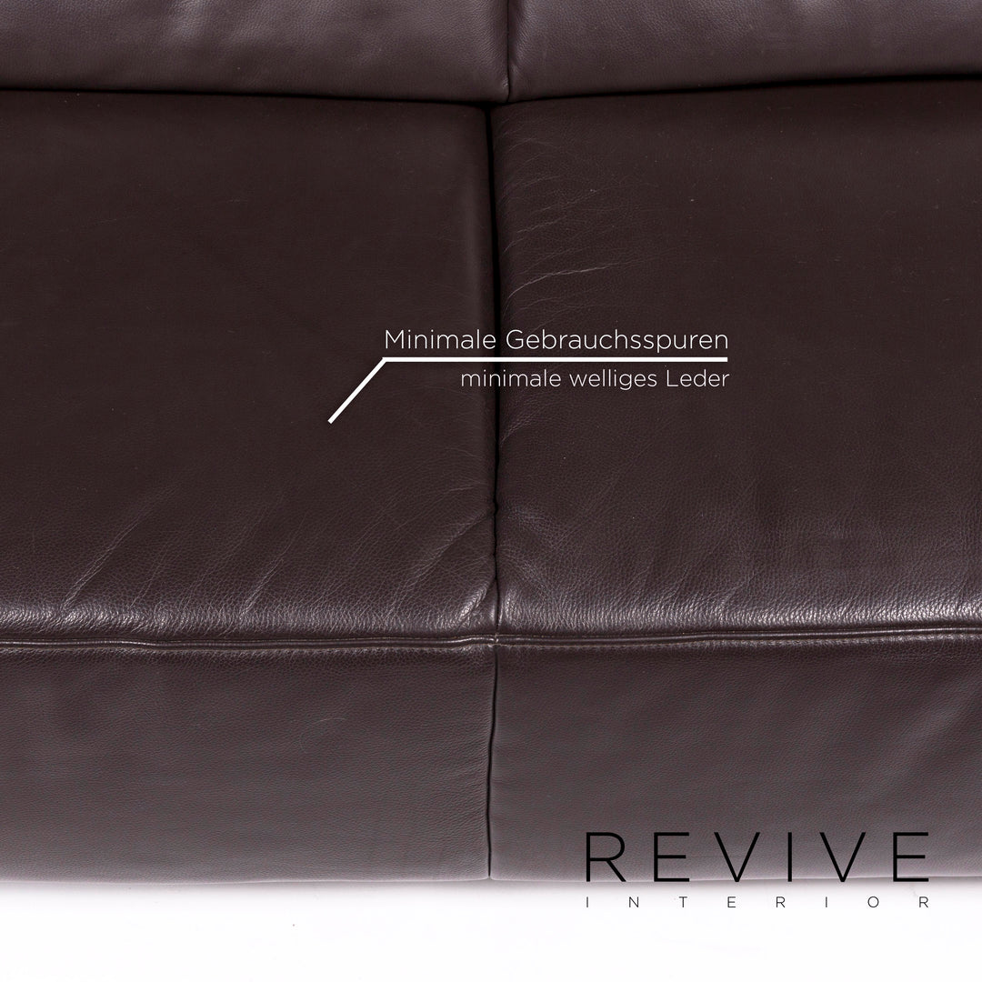Ewald Schillig Bentley leather sofa set brown dark brown 1x three-seater 1x stool #11556