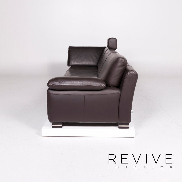Ewald Schillig Bentley leather sofa set brown dark brown 1x three-seater 1x stool #11556