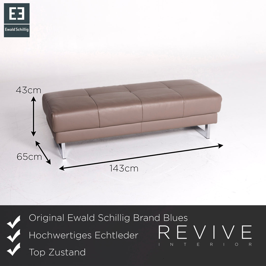 Ewald Schillig Brand Blues Designer Leder Sofa Garnitur Braun Dreisitzer Zweisitzer Hocker #9248