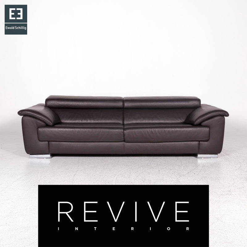 Ewald Schillig Brand Blues Leder Sofa Braun Dreisitzer Couch 