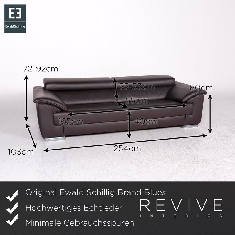 Ewald Schillig Brand Blues Leder Sofa Braun Dreisitzer Couch 