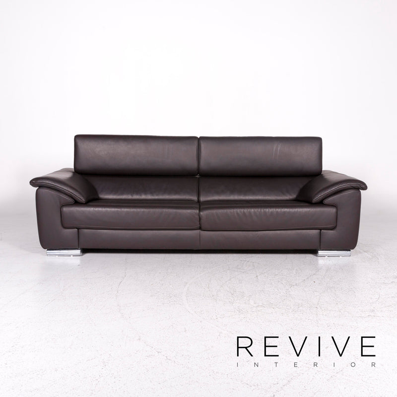 Ewald Schillig Brand Blues Leder Sofa Braun Dreisitzer Couch 