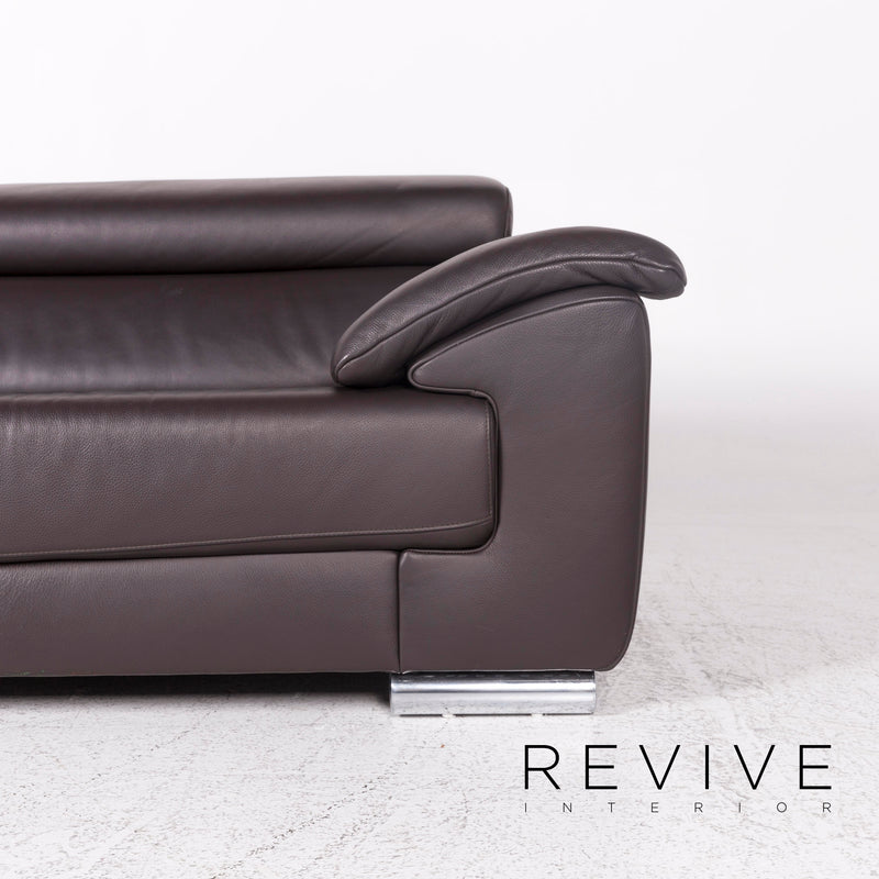 Ewald Schillig Brand Blues Leder Sofa Braun Dreisitzer Couch 